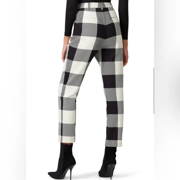 Mara Hoffman Dita Pant Ensenada Plaid Black Cream Organic Cotton High Waist. 12 - Picture 4 of 9